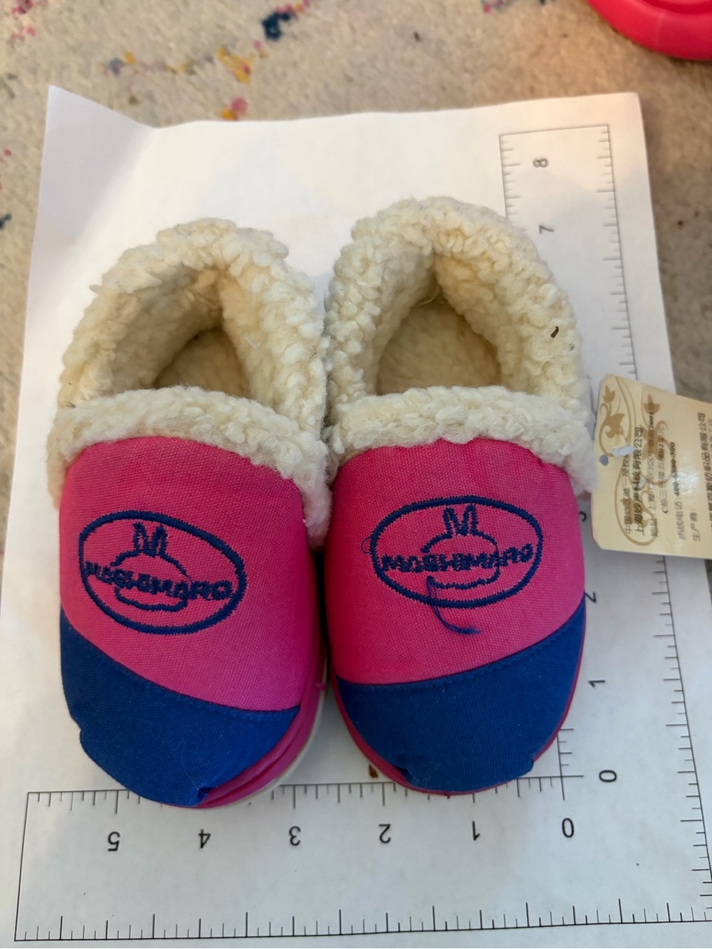 Pink & Blue Cozy Lined Kids Slippers 5.5